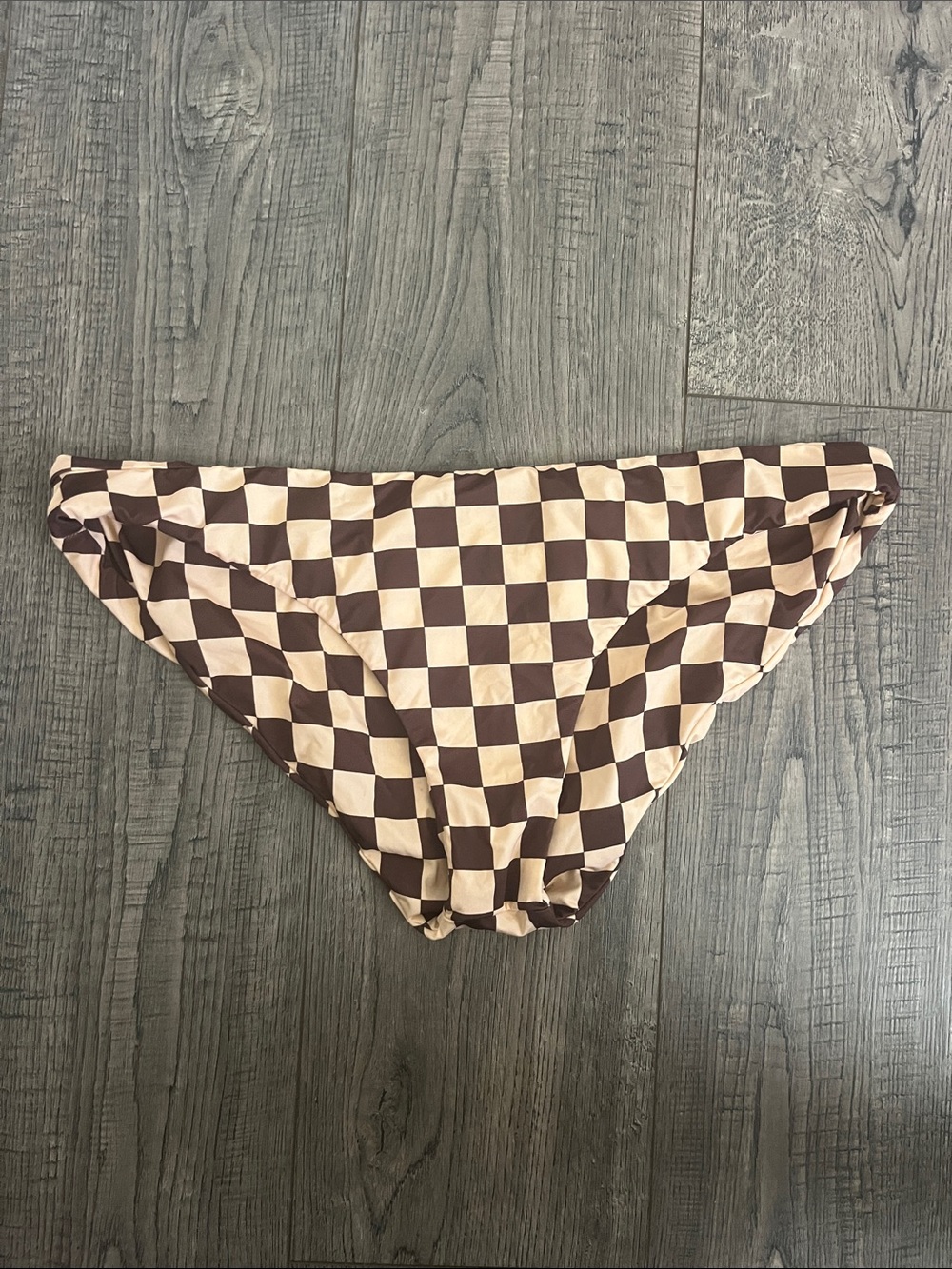 Checkerboard Bikini Bottoms - Brown & Cream